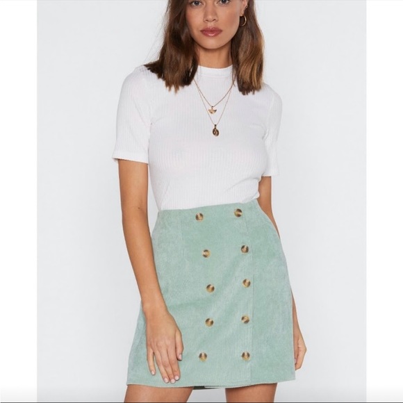 Nasty Gal Dresses & Skirts - Nasty Gal pastel mint green button up corduroy skirt